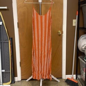 Striped orange summer slip dress